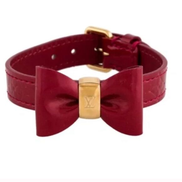 *Louis Vuitton* RARE Red Vernis Favorite 🌺Bow🌺 Leather Bracelet - Picture 1 of 6